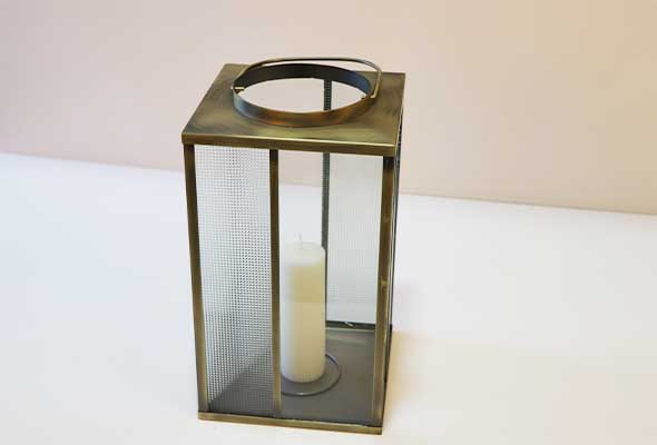 Wedding - Square Metal with Glass Lantern