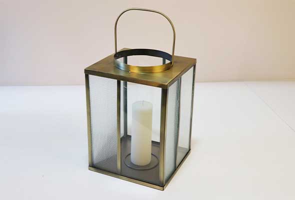 Wedding - Square Metal with Glass Lantern