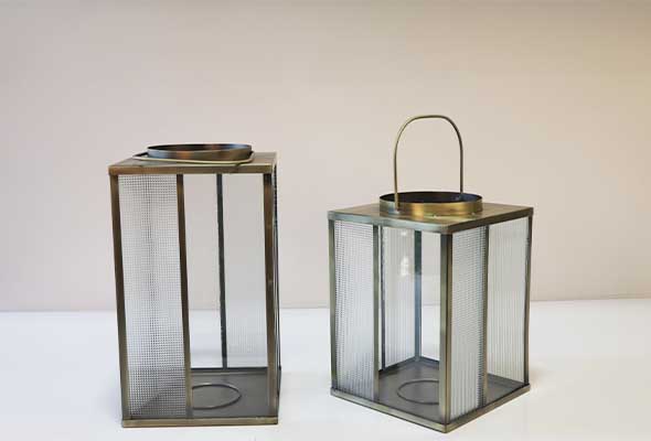 Wedding - Square Metal with Glass Lantern