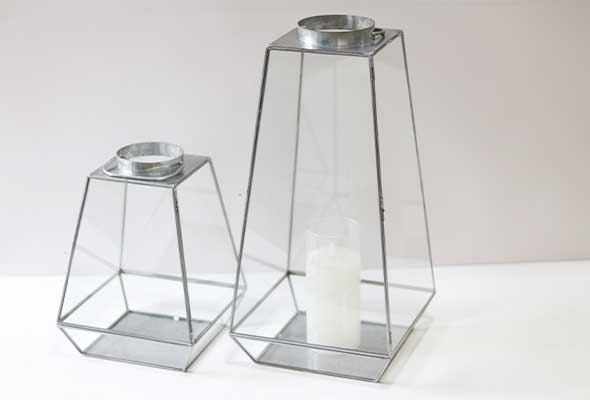 WHIISTABLE- WHITE WASHED ZINC LANTERNS SMALL