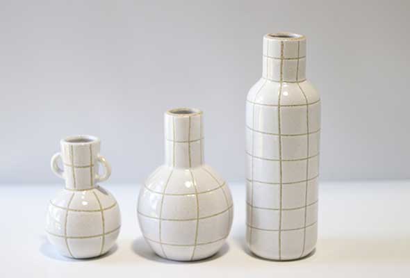 MID Century grid pattern vase