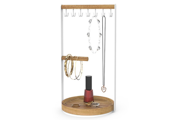 Multi Function Metal And Wood Jewellery Holder