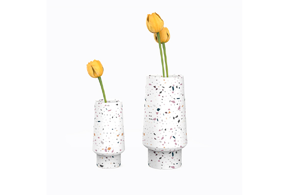 Set of 2 White Confetti Vases