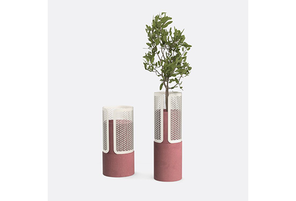 Set of 2 Double Color Grid Metal Planter