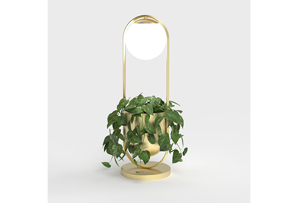 Metal planter with LED light