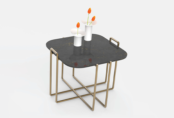 Metal And Stone Side Table