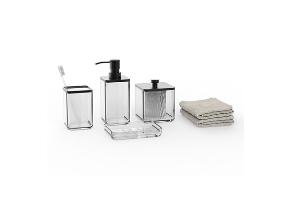 Flute Glass And Metal Bathroom Accessories Set