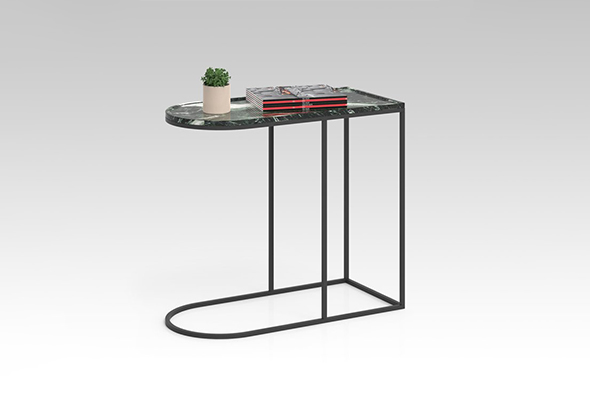 Black Marble Side Table With Wire Shape Leg