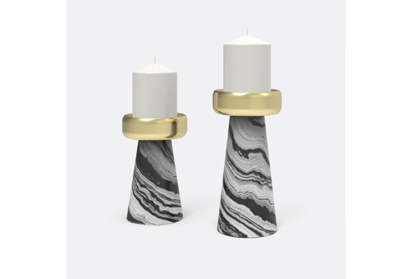 Marbling Pillar Candles Holders