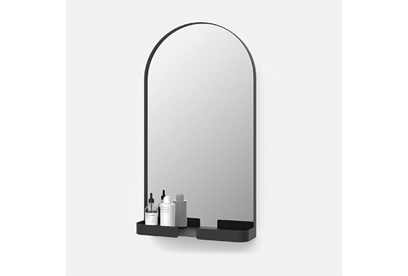 Black Metal Wall Mirror With Shelf