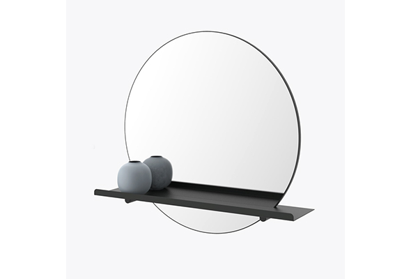 Black Metal Wall Mirror With Shelf