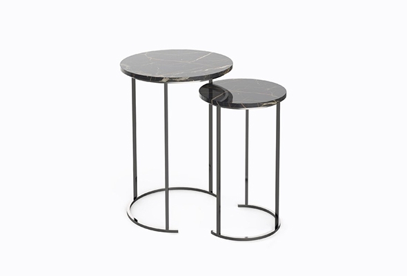 Where did the design inspiration for Metal With Marble top Side Table come from? What are its design features?